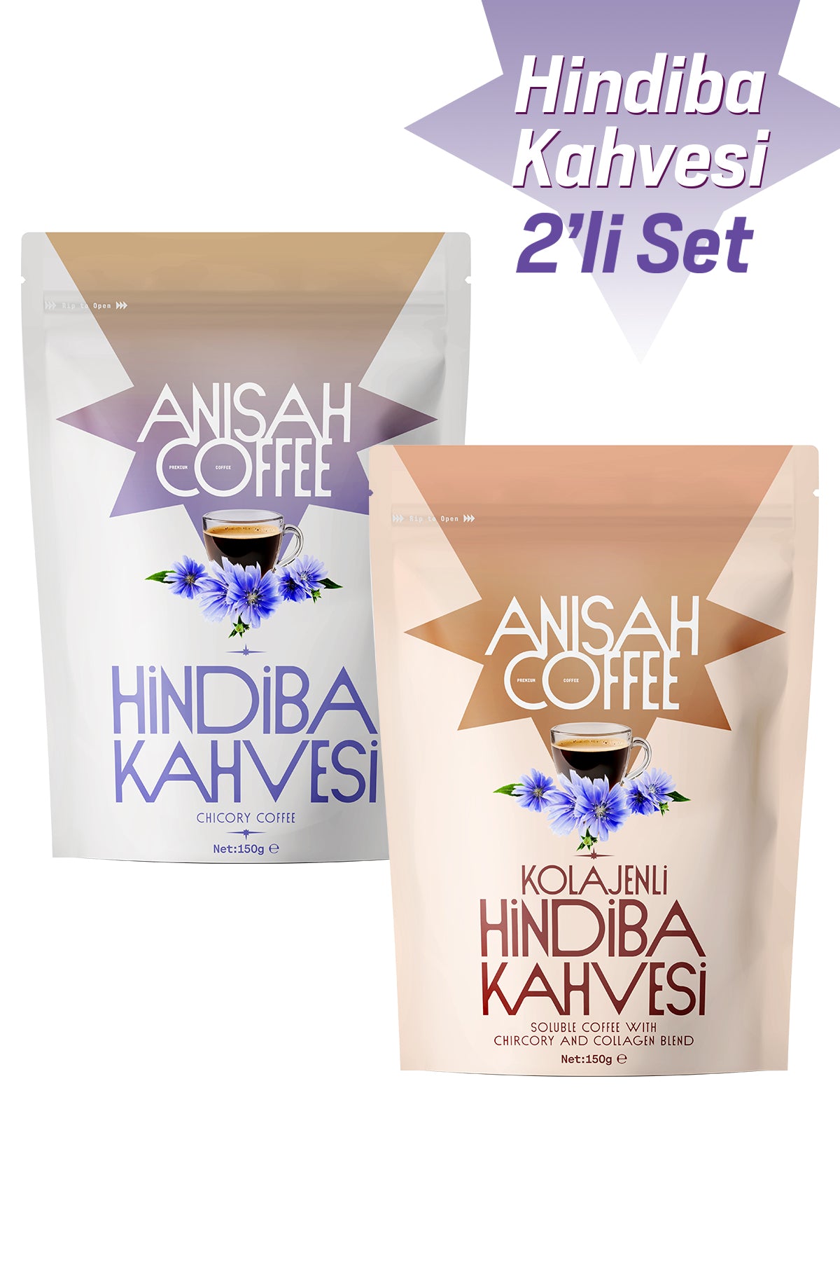 Hindiba Kahvesi Prebiyotik & Kolajen İçerikli | 2x150gr | Lif Kaynağı