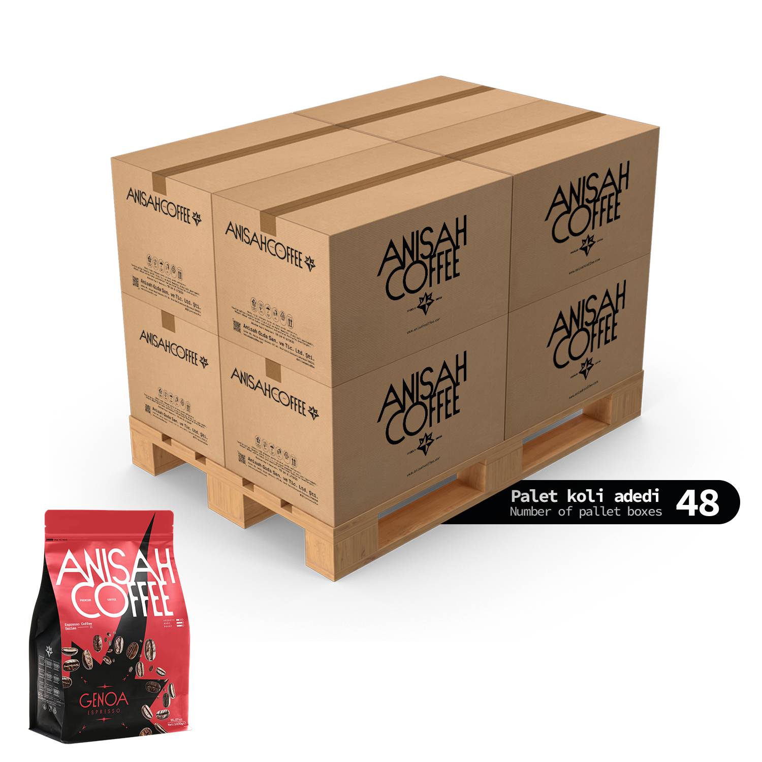 Genoa Espresso Çekirdek Kahve 1000gr | 8x48 Koli | 384 Adet | Palet