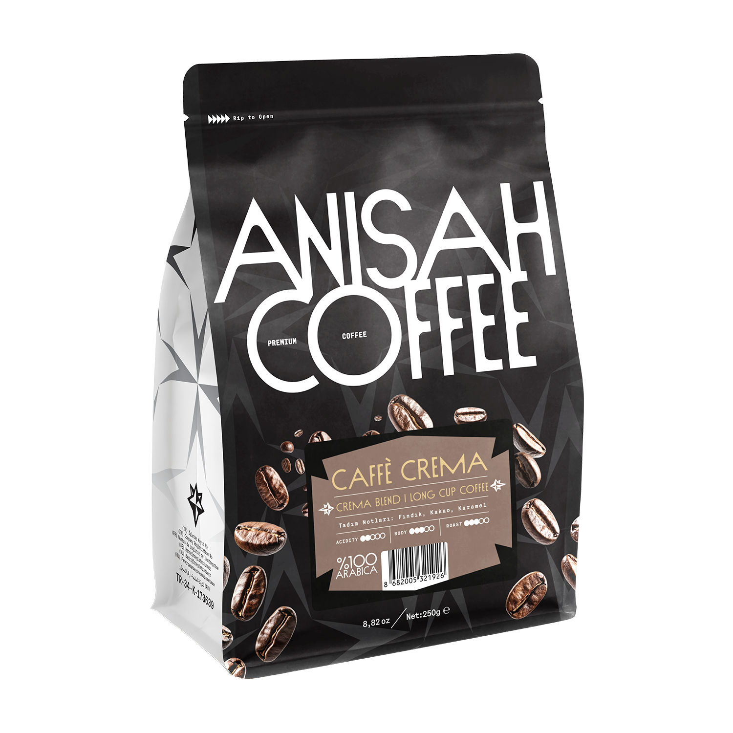Caffè Crema Çekirdek Kahve 250gr | %100 Arabica