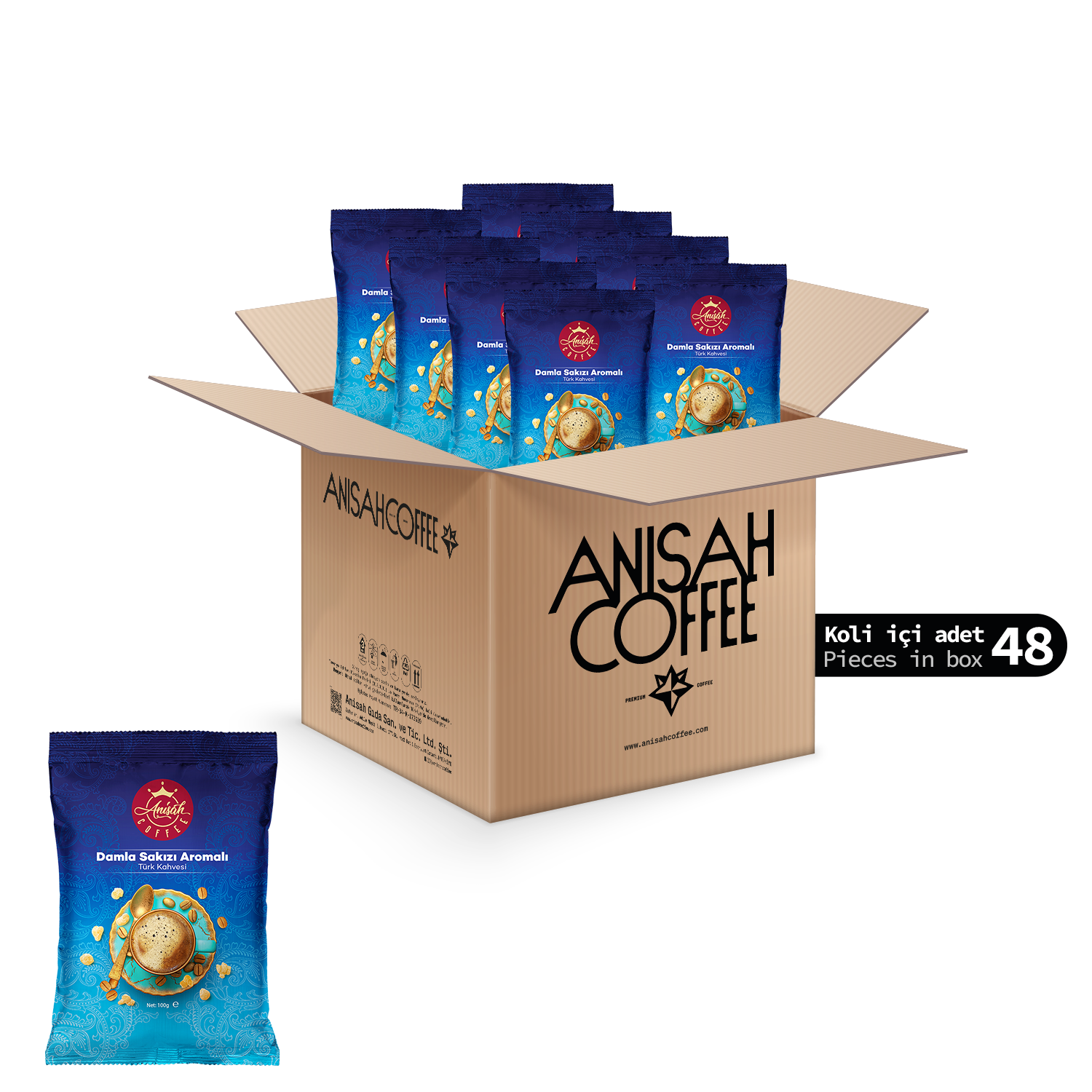 Damla Sakızı Aromalı Türk Kahvesi | 48x100gr | Koli