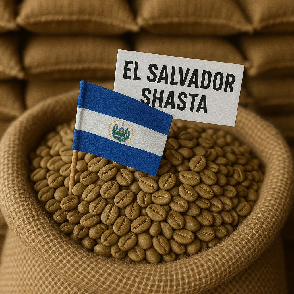 El Salvador Shasta yesil kahve cekirdekleri