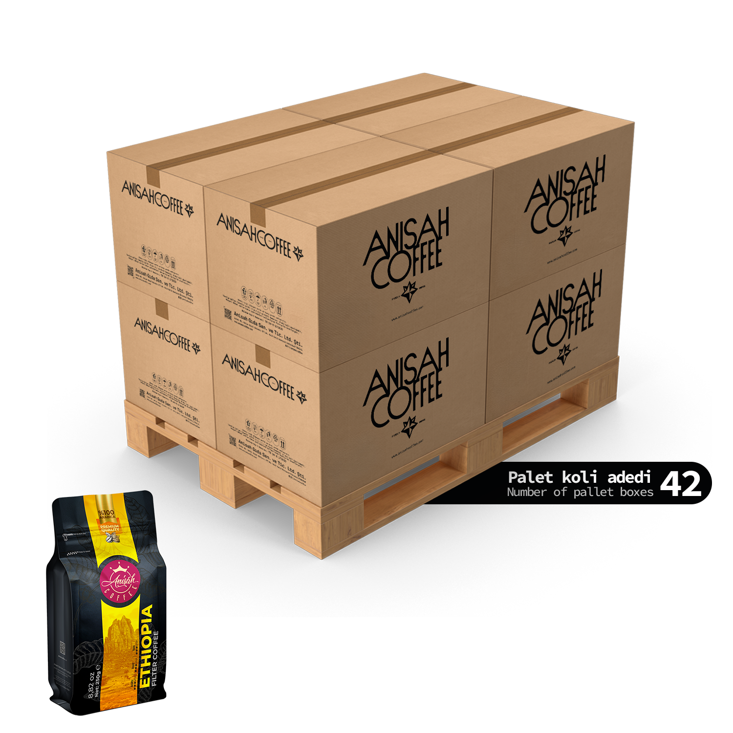 Ethiopia Filtre Kahve 250gr | 15x42 Koli | 630 Adet | Palet