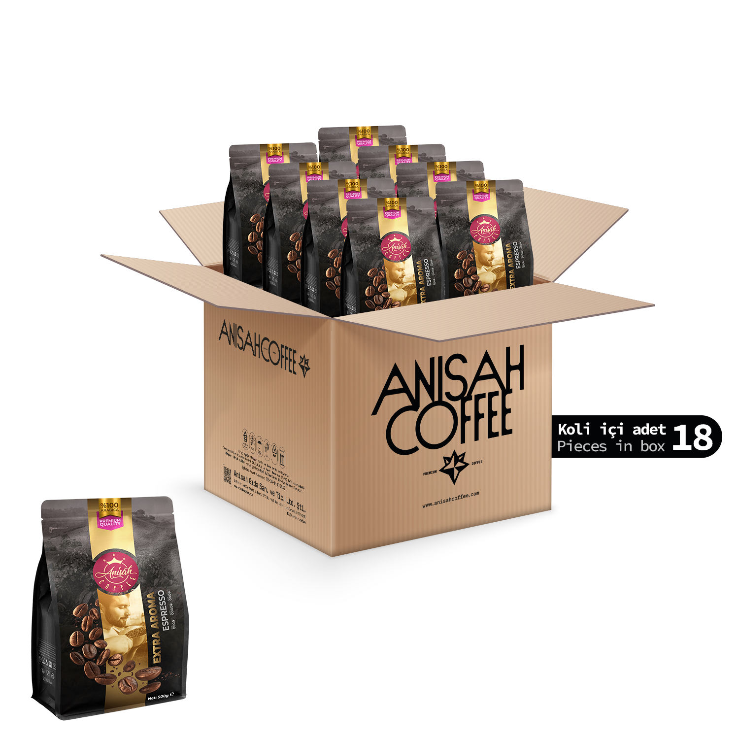 Extra Aroma Espresso Çekirdek Kahve | 18x500gr | Koli