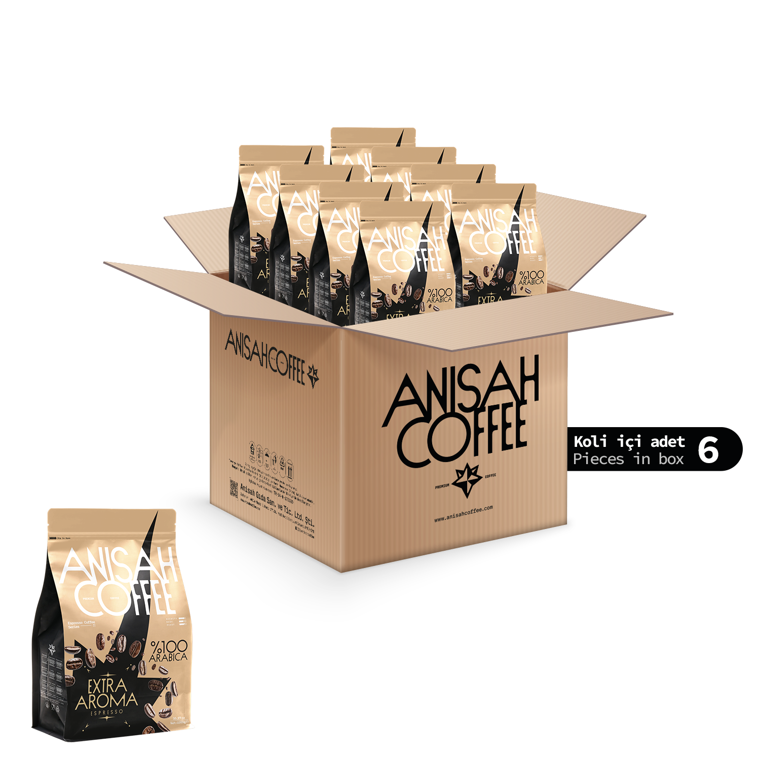 Extra Aroma Espresso Çekirdek Kahve | 6x1000gr | Koli