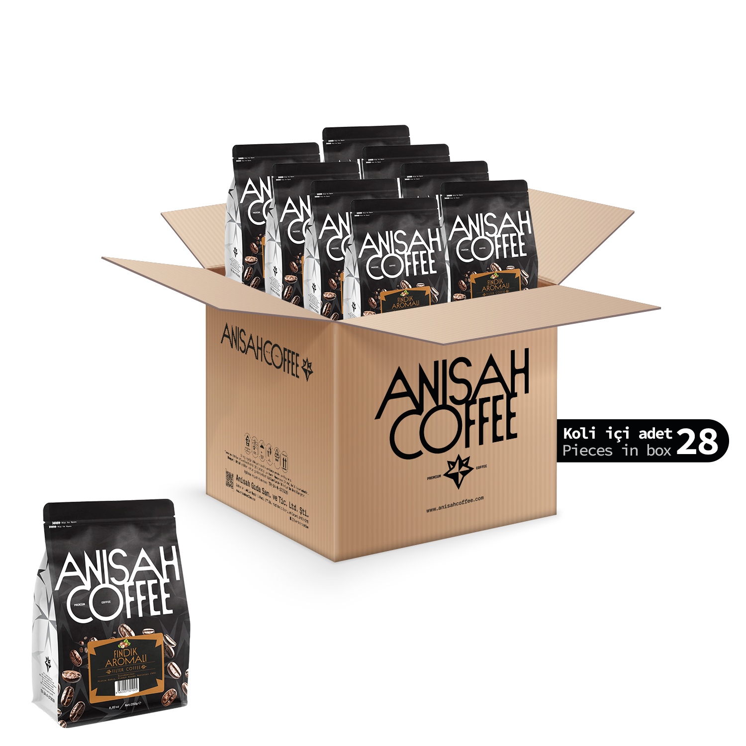Fındık Aromalı Filtre Kahve | Öğütülmüş | 28x250gr | Koli
