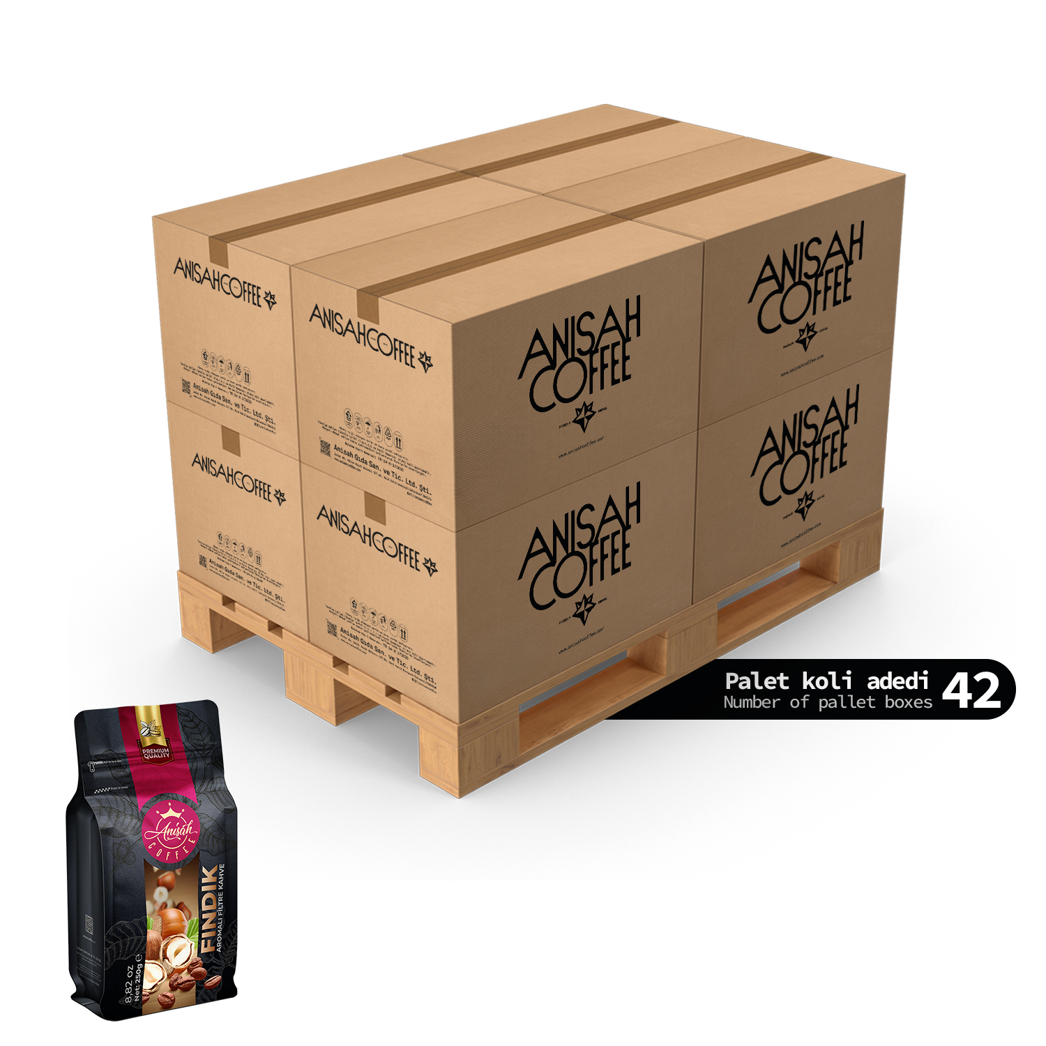 Fındık Aromalı Filtre Kahve 250gr | Öğütülmüş | 15x42 Koli | 630 Adet | Palet