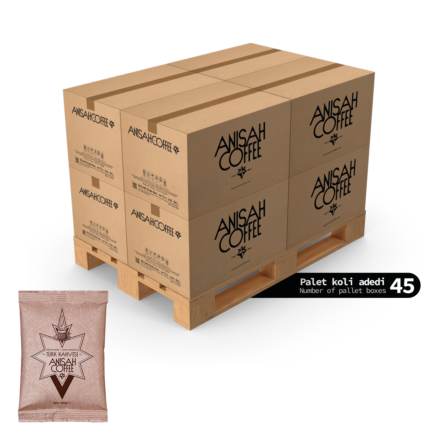 Geleneksel Türk Kahvesi 100gr | 48x45 Koli | 2160 Adet | Palet