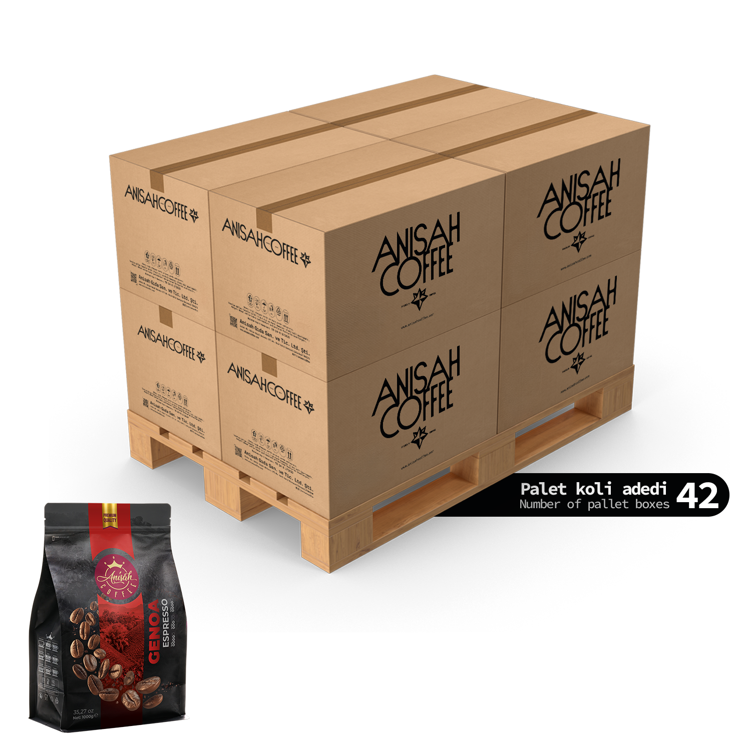 Genoa Espresso Çekirdek Kahve 1000gr | 6x42 Koli | 252 Adet | Palet