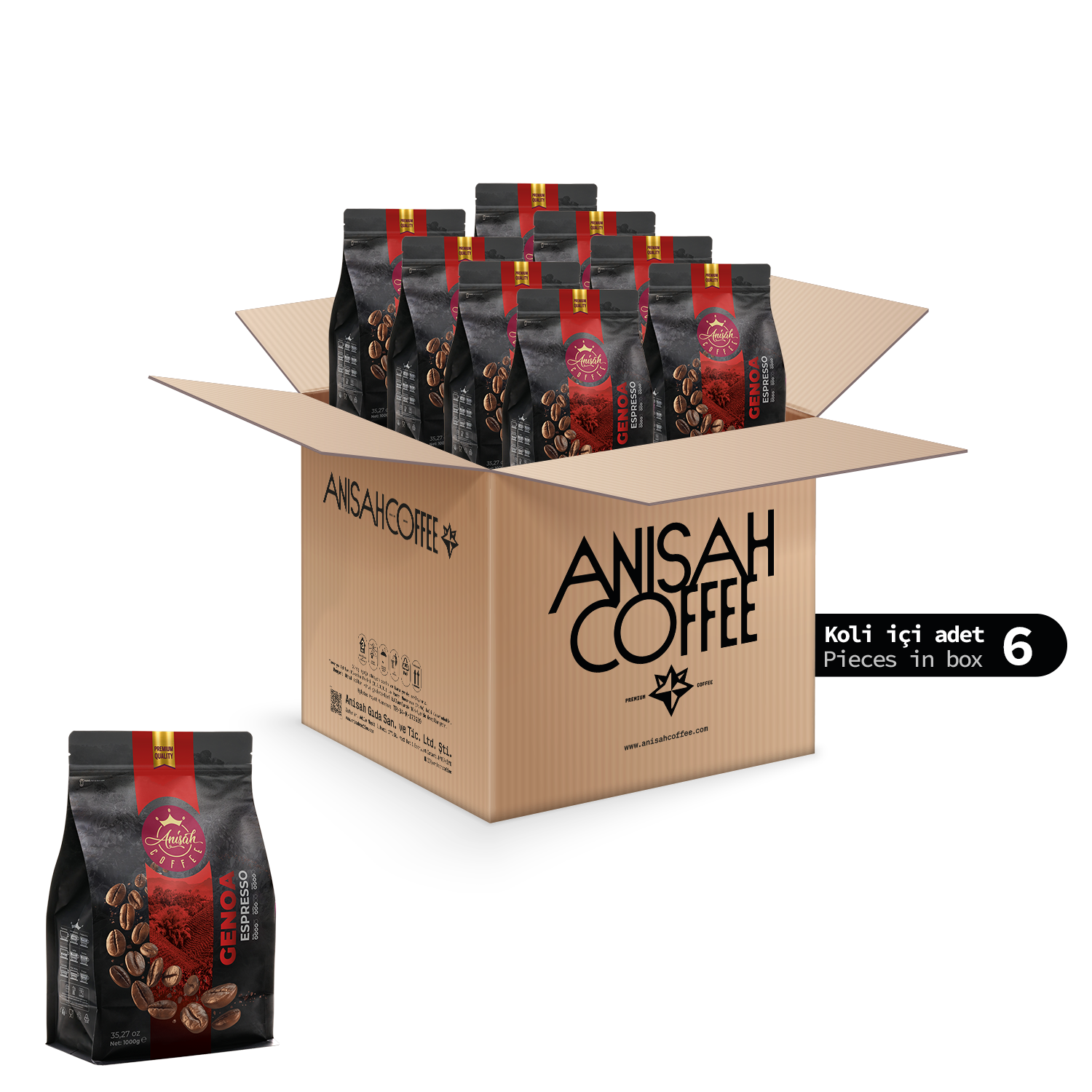Genoa Espresso Çekirdek Kahve  | 6x1000gr | Koli
