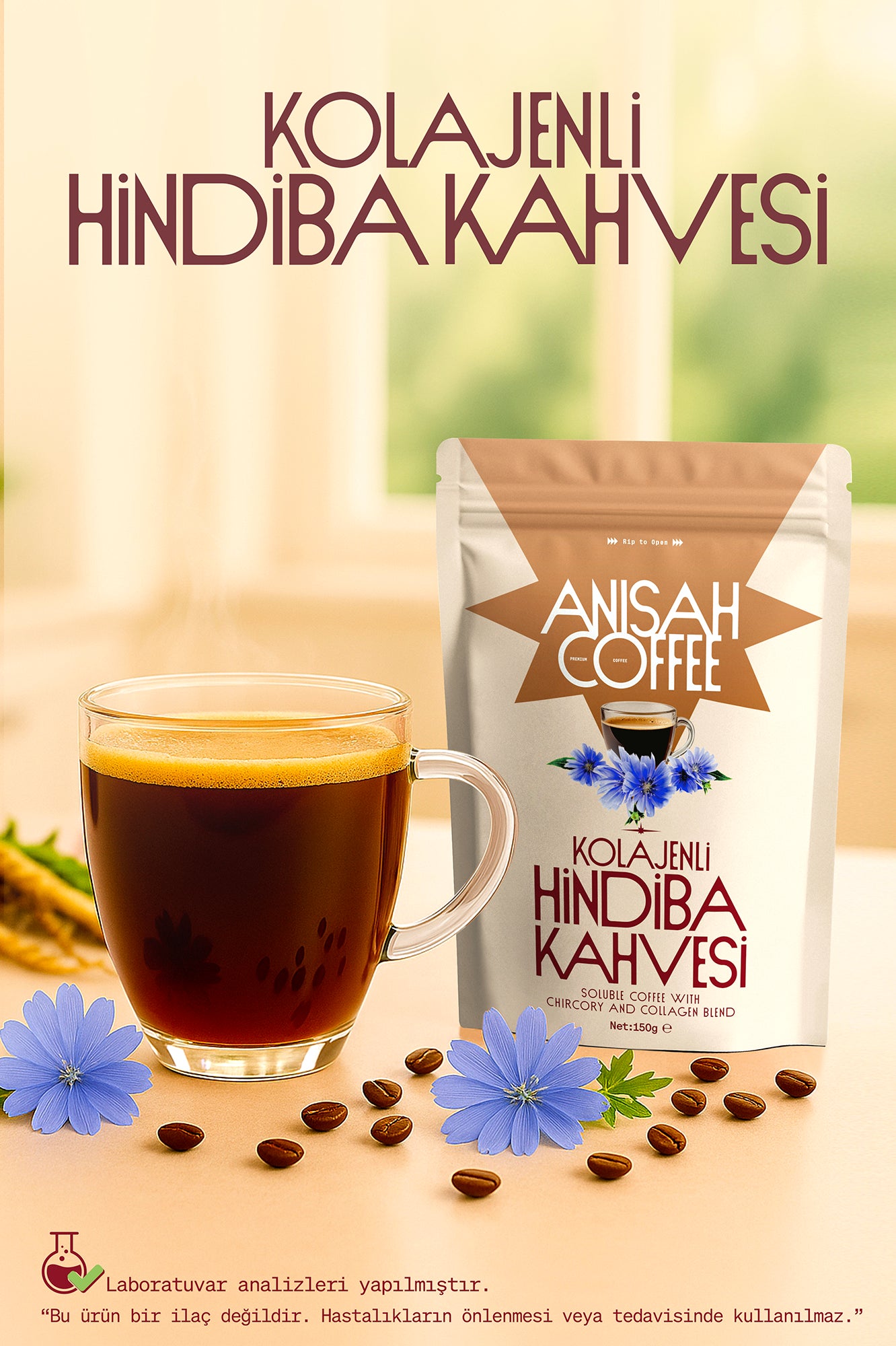 Anisah Coffee Kolajenli Hindiba Kahvesi 150 gr- Protein, Lif Kaynağı
