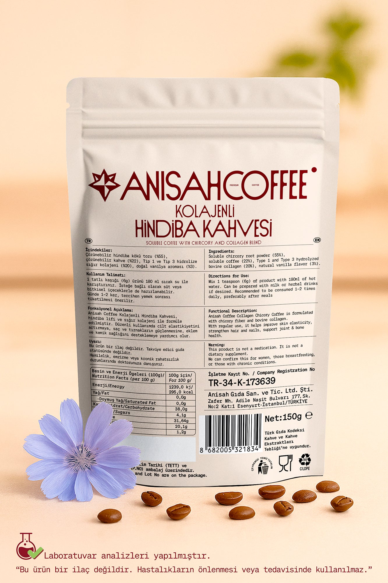 Anisah Coffee Kolajenli Hindiba Kahvesi 150 gr- Protein, Lif Kaynağı