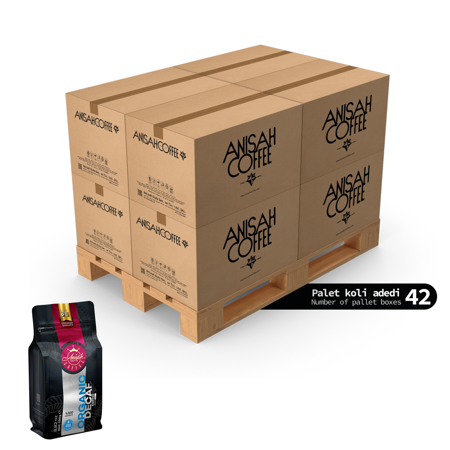 Organik Decaf Kafeinsiz Filtre Kahve 250gr | 15x42 Koli | 630 Adet | Palet