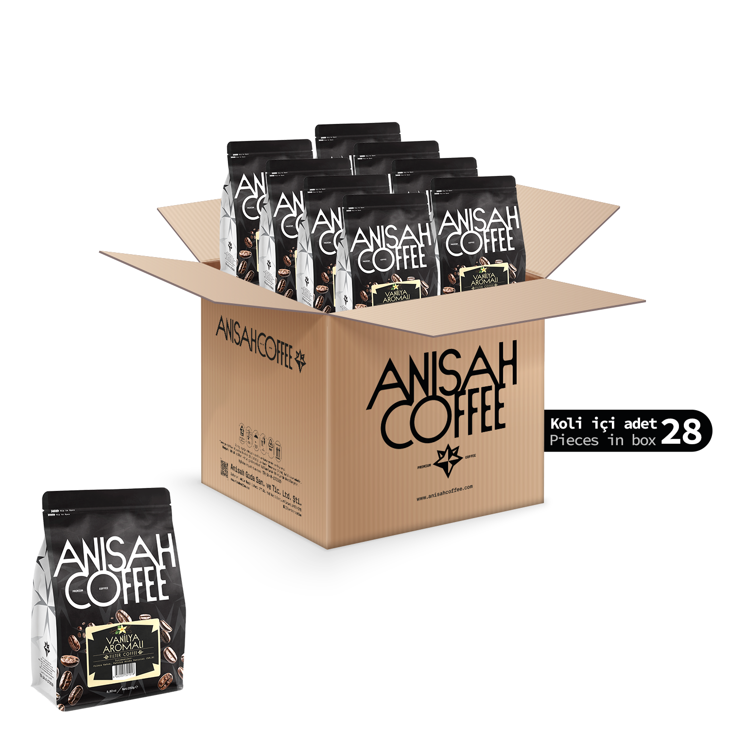 Vanilya Aromalı Filtre Kahve | 28x250gr | Öğütülmüş | Koli