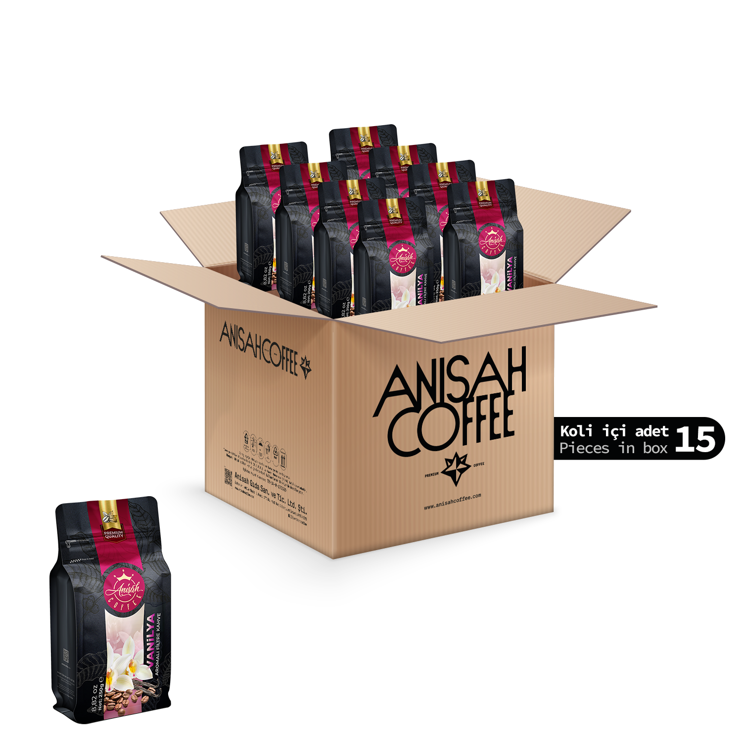 Vanilya Aromalı Filtre Kahve | 15x250gr | Öğütülmüş | Koli
