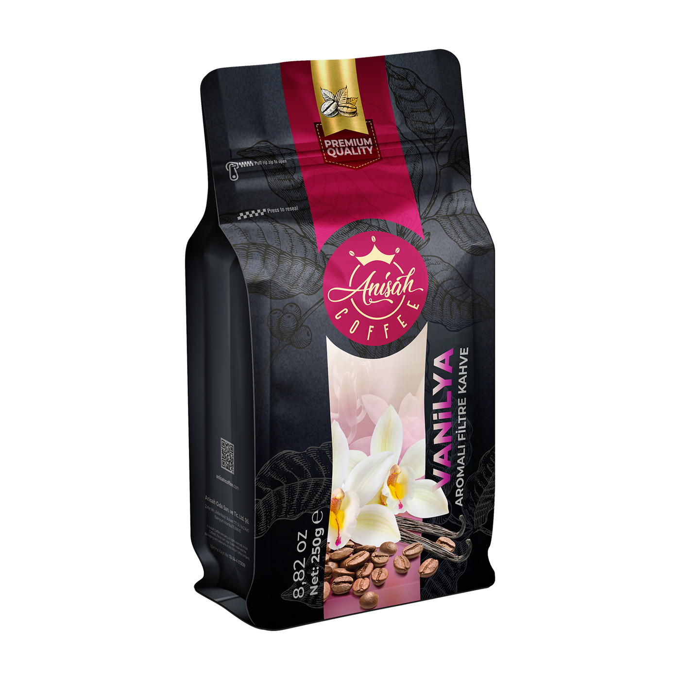 Vanilya Aromalı Filtre Kahve | Öğütülmüş | 250gr – Anisah Coffee